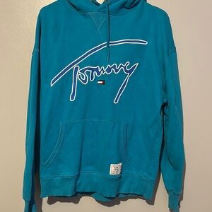 Vintage Tommy Hilfiger Blue Hoodie with Logo MEDIUM